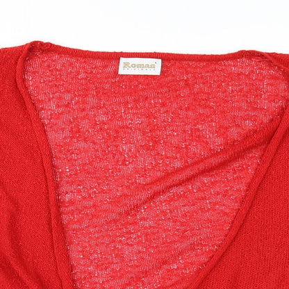 Roman Womens Red  Knit Cardigan Jumper Size L