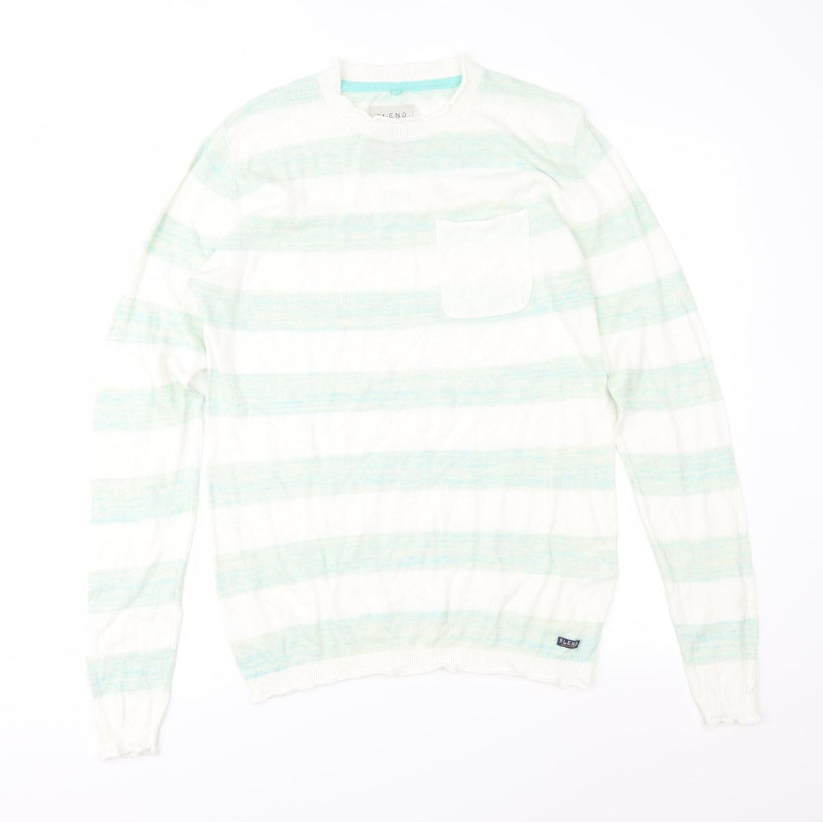 Blend Womens Green Striped Knit Pullover Jumper Size M