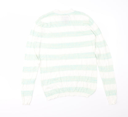 Blend Womens Green Striped Knit Pullover Jumper Size M