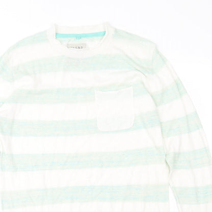Blend Womens Green Striped Knit Pullover Jumper Size M