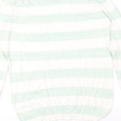 Blend Womens Green Striped Knit Pullover Jumper Size M