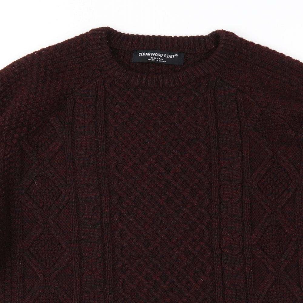 Cedar Wood State Mens Purple  Knit Pullover Jumper Size S