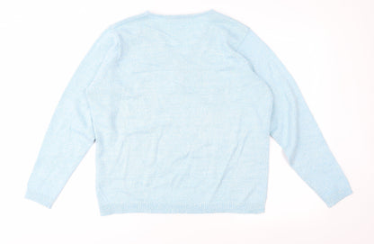 EWM Womens Blue  Knit Pullover Jumper Size L