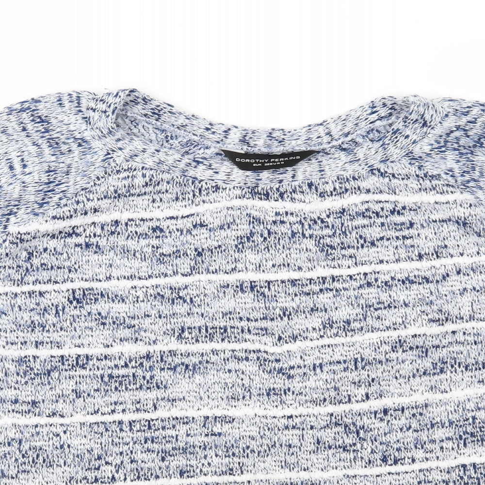 Dorothy Perkins Womens Blue Striped Knit Pullover Jumper Size 8