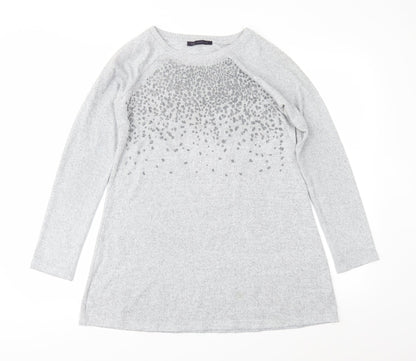Marks and Spencer Womens Grey Animal Print Knit Jumper Dress  Size 10