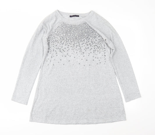 Marks and Spencer Womens Grey Animal Print Knit Jumper Dress  Size 10
