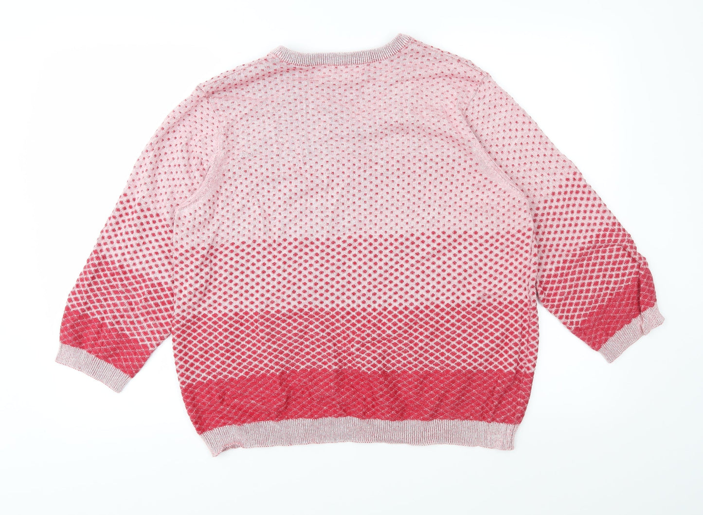 Lily Ella Womens Red Geometric Knit Pullover Jumper Size 2XL