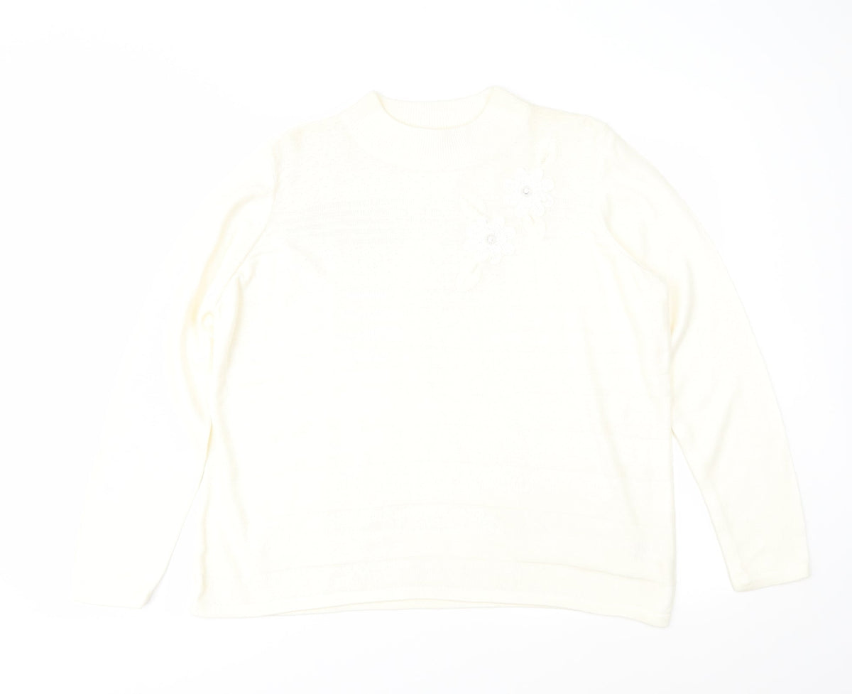 Bonmarché Womens Ivory Geometric Knit Pullover Jumper Size M