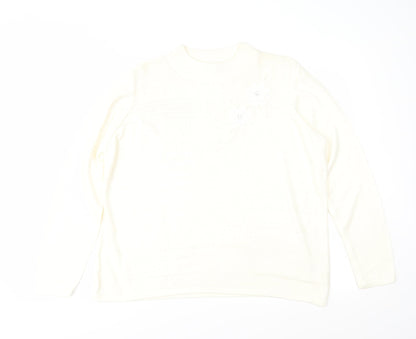Bonmarché Womens Ivory Geometric Knit Pullover Jumper Size M
