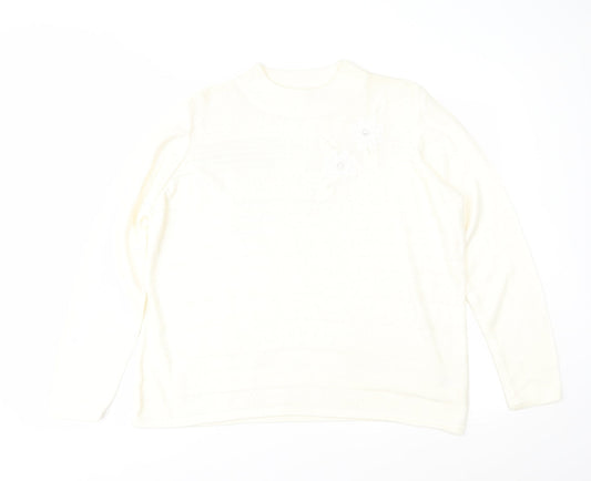 Bonmarché Womens Ivory Geometric Knit Pullover Jumper Size M
