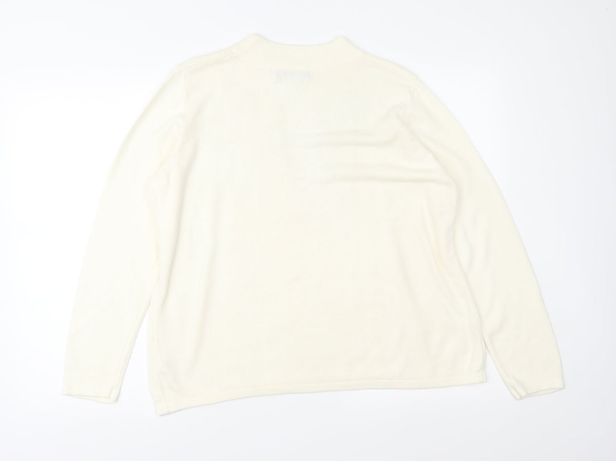Bonmarché Womens Ivory Geometric Knit Pullover Jumper Size M