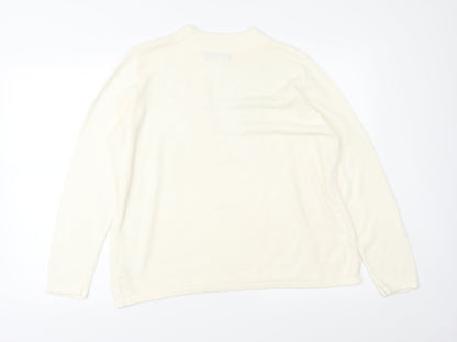 Bonmarché Womens Ivory Geometric Knit Pullover Jumper Size M