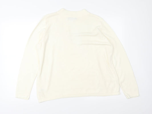 Bonmarché Womens Ivory Geometric Knit Pullover Jumper Size M