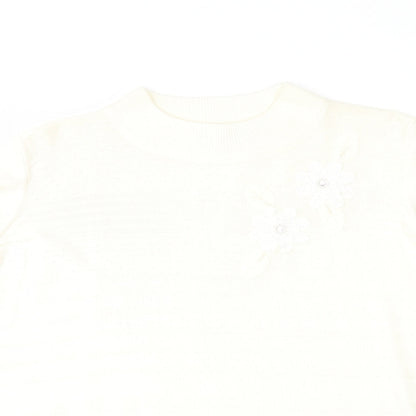 Bonmarché Womens Ivory Geometric Knit Pullover Jumper Size M