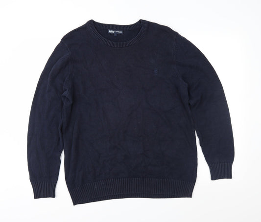 Easy Mens Blue  Knit Pullover Jumper Size M