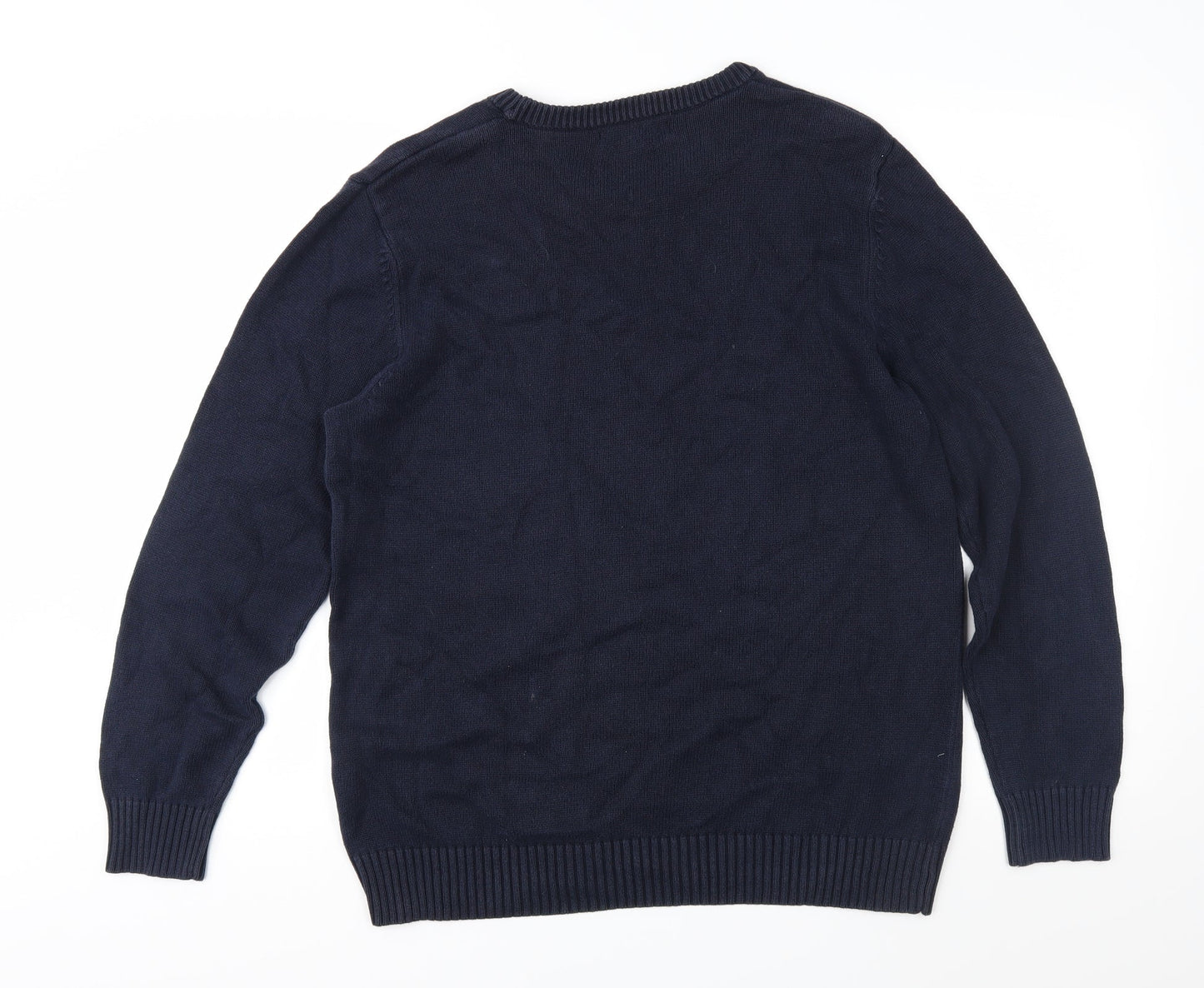 Easy Mens Blue  Knit Pullover Jumper Size M