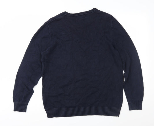 Easy Mens Blue  Knit Pullover Jumper Size M