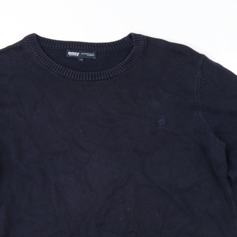Easy Mens Blue  Knit Pullover Jumper Size M
