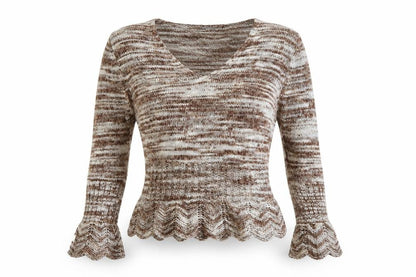 Per Una Womens Brown Striped  Pullover Jumper Size L  - shaped hem