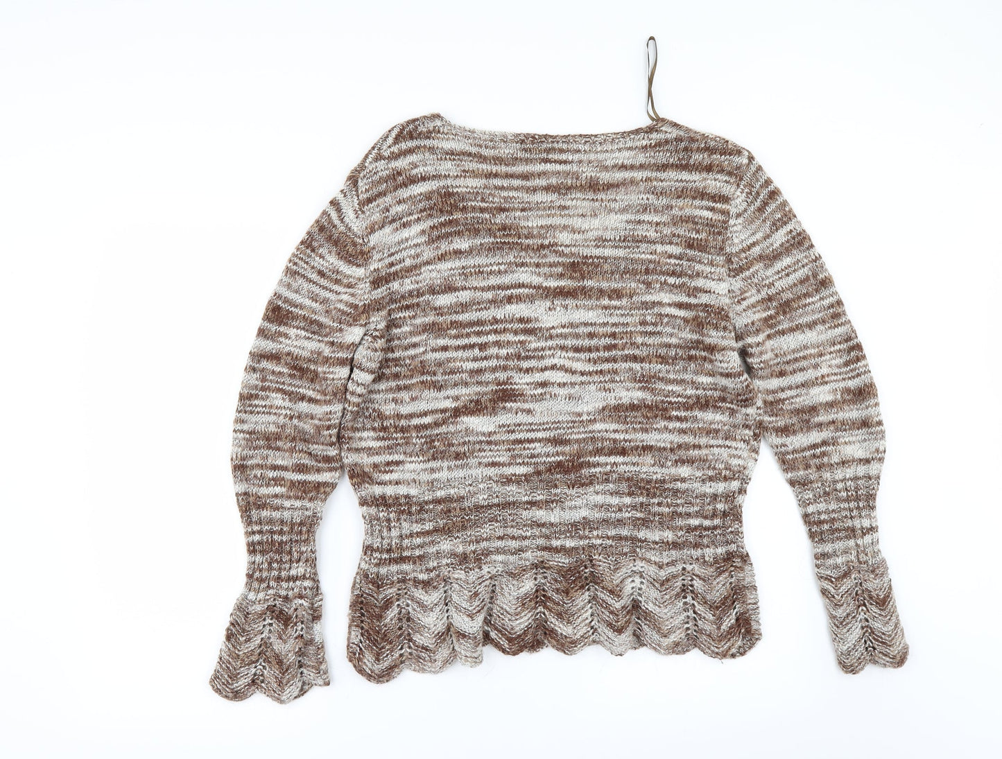Per Una Womens Brown Striped  Pullover Jumper Size L  - shaped hem
