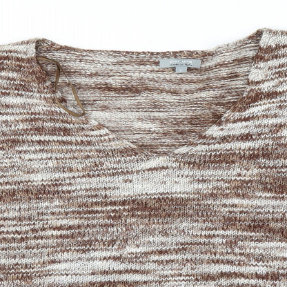 Per Una Womens Brown Striped  Pullover Jumper Size L  - shaped hem