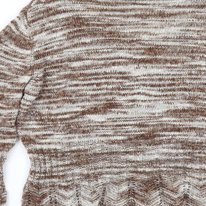 Per Una Womens Brown Striped  Pullover Jumper Size L  - shaped hem