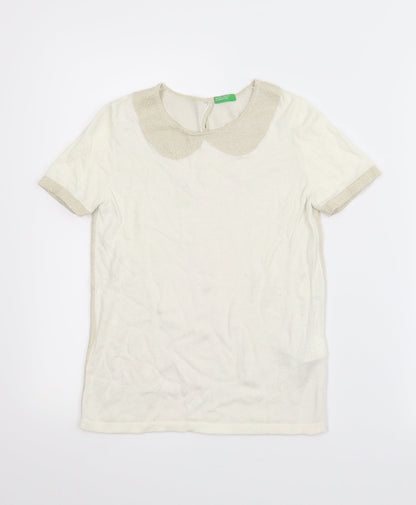 United Colors of Benetton Womens Beige   Basic Blouse Size 2XS