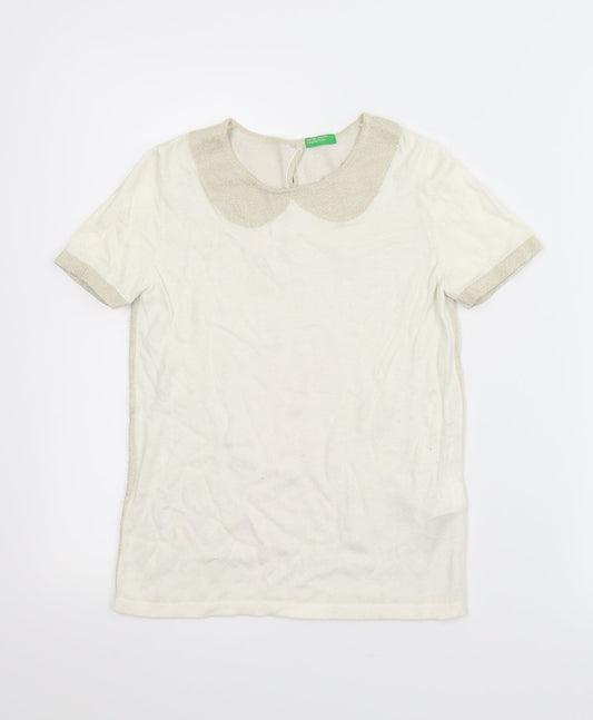 United Colors of Benetton Womens Beige   Basic Blouse Size 2XS