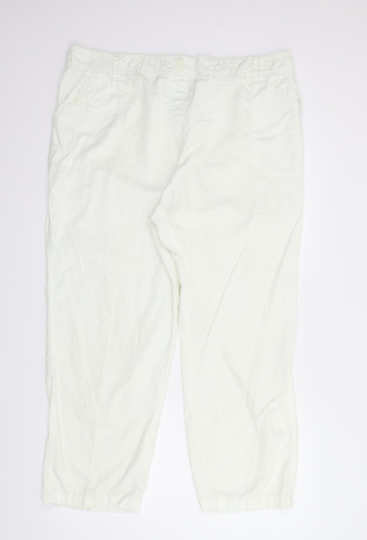 Womens UK Size 2XL Preworn Regular Fit Capri White Trousers