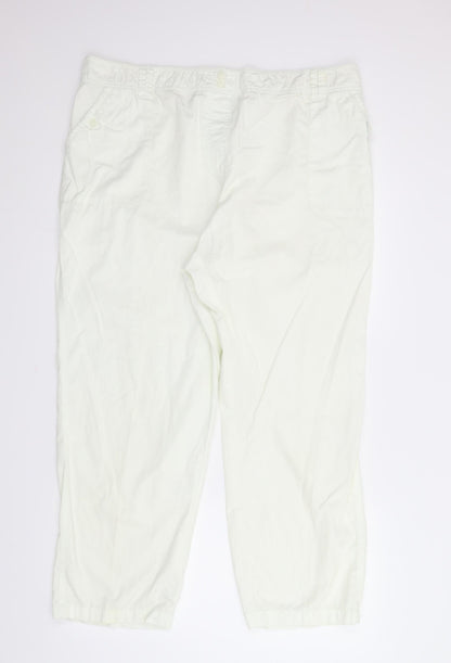 Womens UK Size 2XL Preworn Regular Fit Capri White Trousers