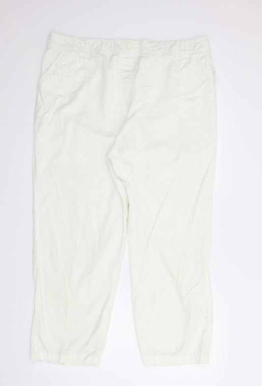 Womens UK Size 2XL Preworn Regular Fit Capri White Trousers