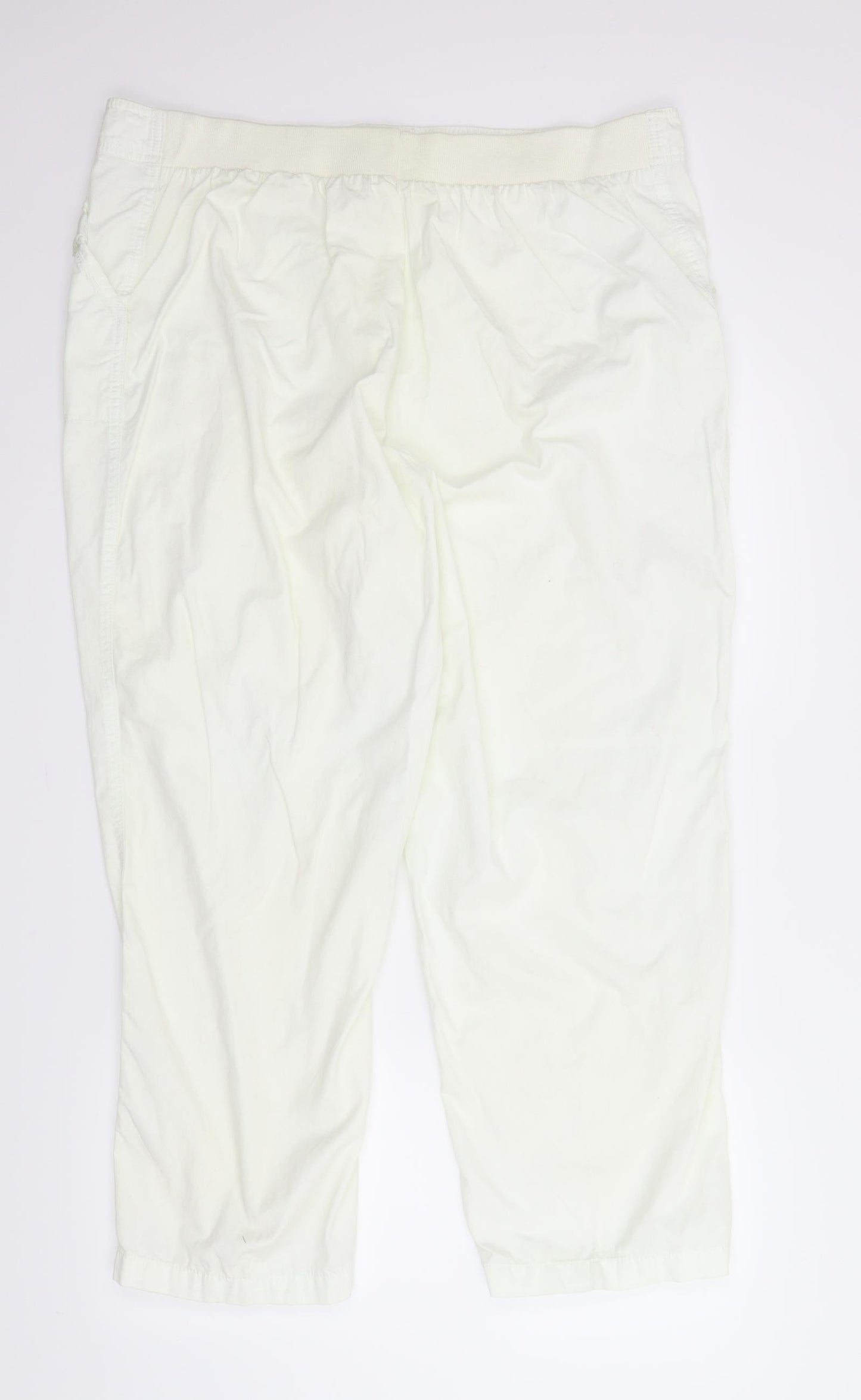Womens UK Size 2XL Preworn Regular Fit Capri White Trousers