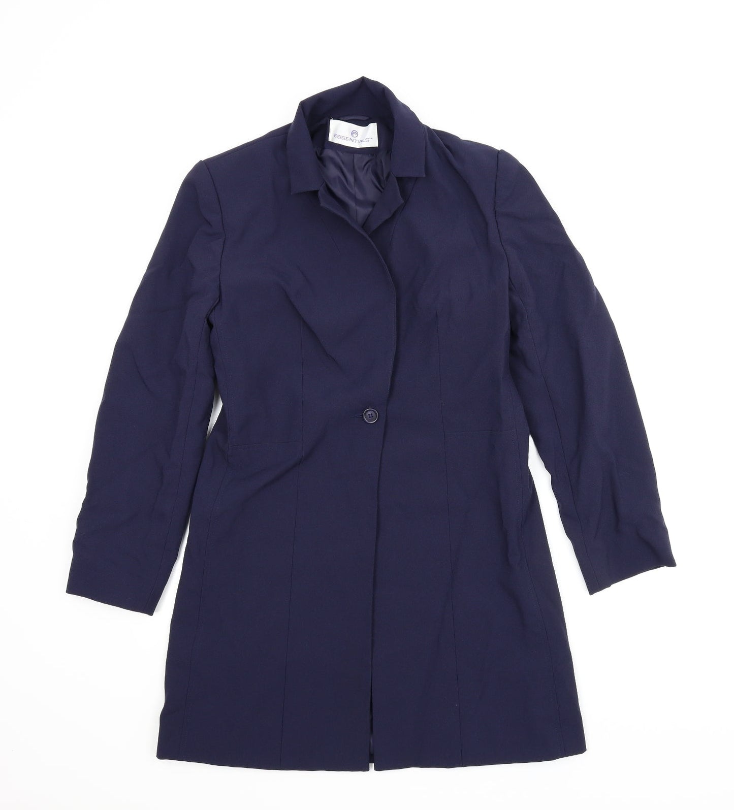 Womens UK Size 10 Essentials Blue Overcoat