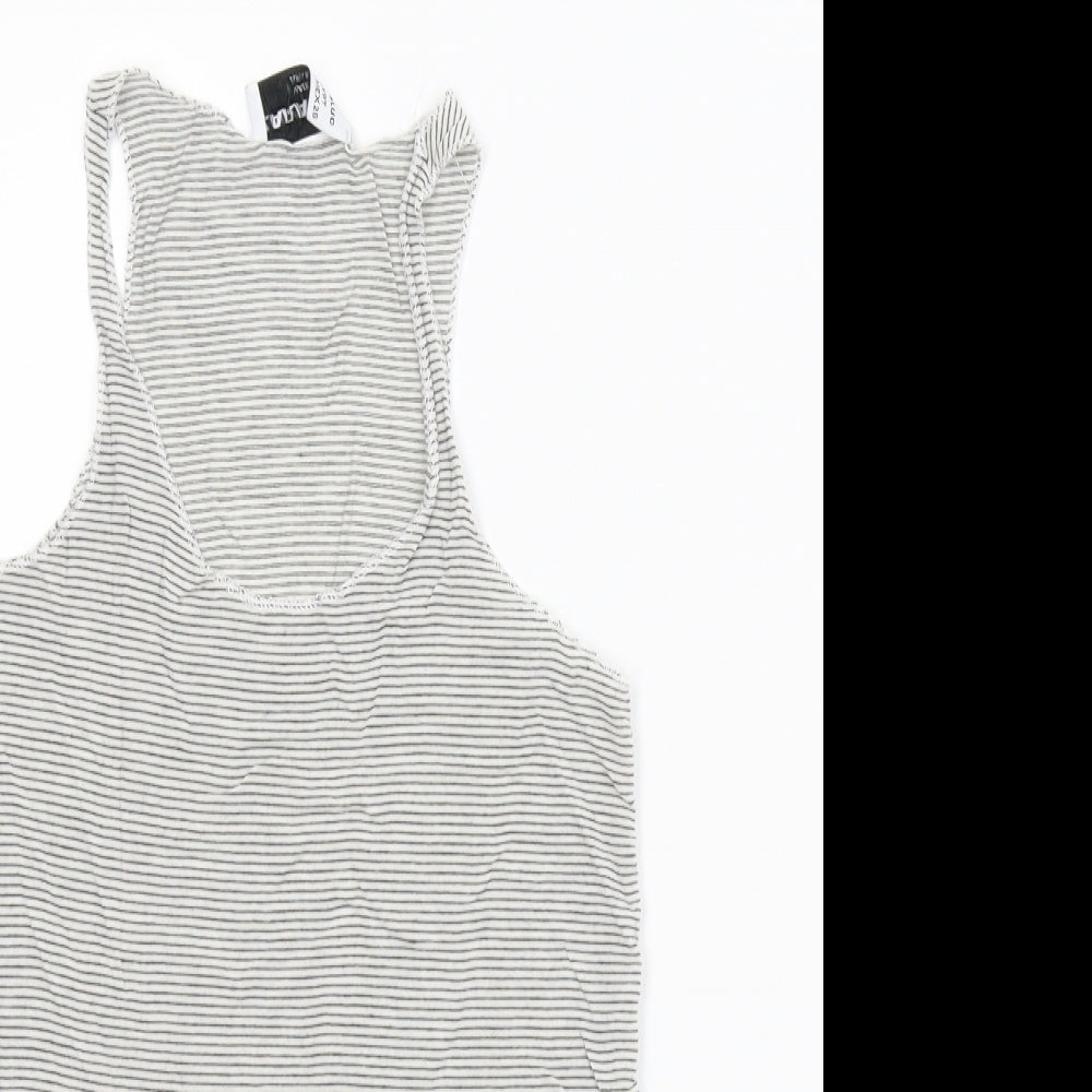 Zara Womens Grey Striped  Basic T-Shirt Size XS