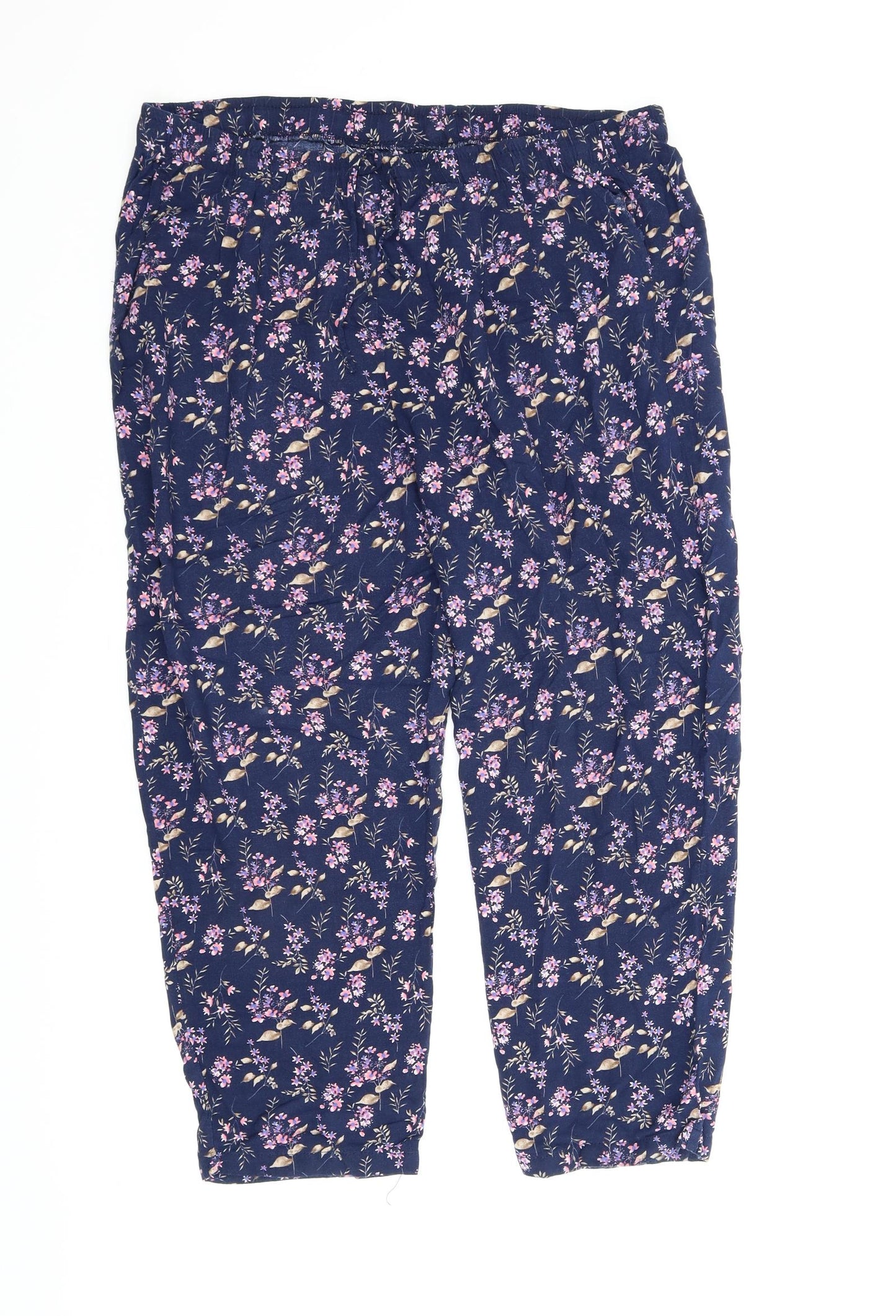 Amber Womens Blue Floral  Capri Lounge Pants Size L
