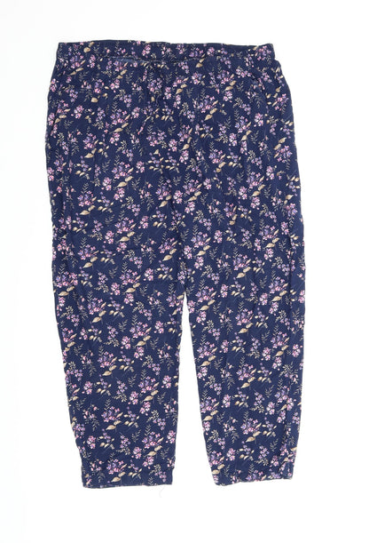 Amber Womens Blue Floral  Capri Lounge Pants Size L