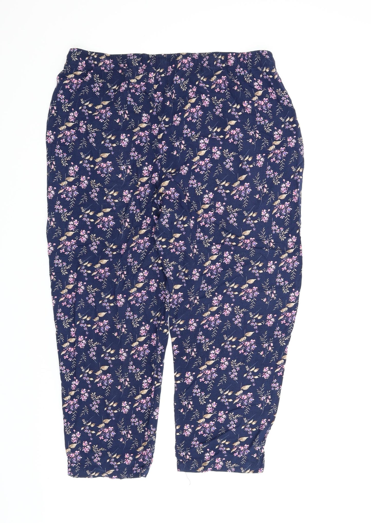 Amber Womens Blue Floral  Capri Lounge Pants Size L