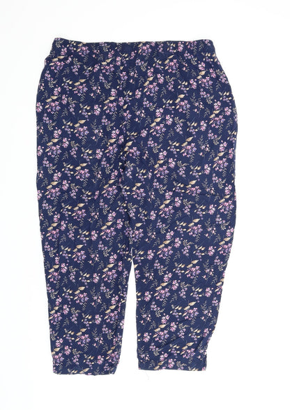 Amber Womens Blue Floral  Capri Lounge Pants Size L