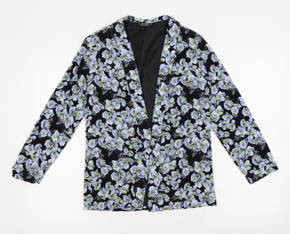 Miss Selfridge Womens Black Floral  Jacket Blazer Size 8