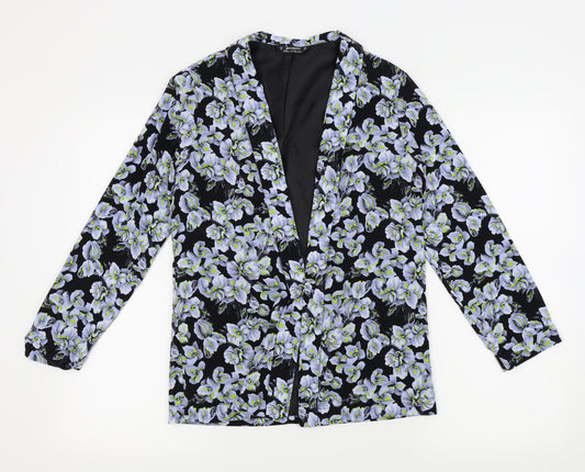 Miss Selfridge Womens Black Floral  Jacket Blazer Size 8