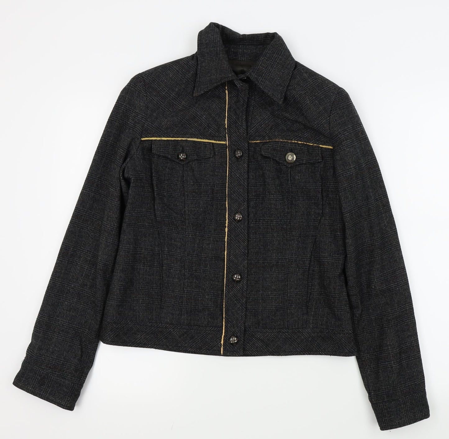 Punt Roma Womens Black   Full Zip Jumper Size 10  - denim jacket, button up