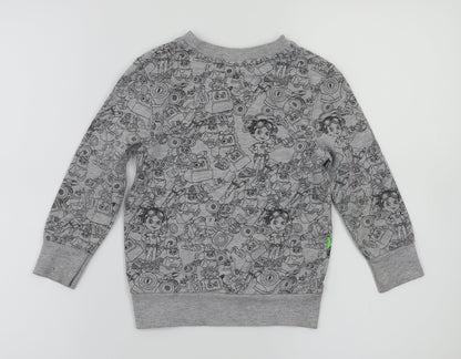 George  Boys Grey Animal Print  Pullover Sweatshirt Size 2-3 Years