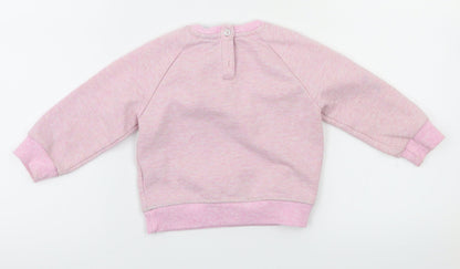 Disney Girls Pink Animal Print  Pullover Jumper Size 9-12 Months