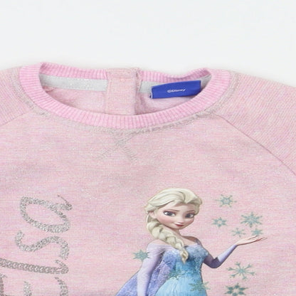 Disney Girls Pink Animal Print  Pullover Jumper Size 9-12 Months