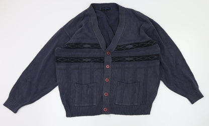 Carson  Womens Blue Argyle/Diamond  Cardigan Jumper Size M