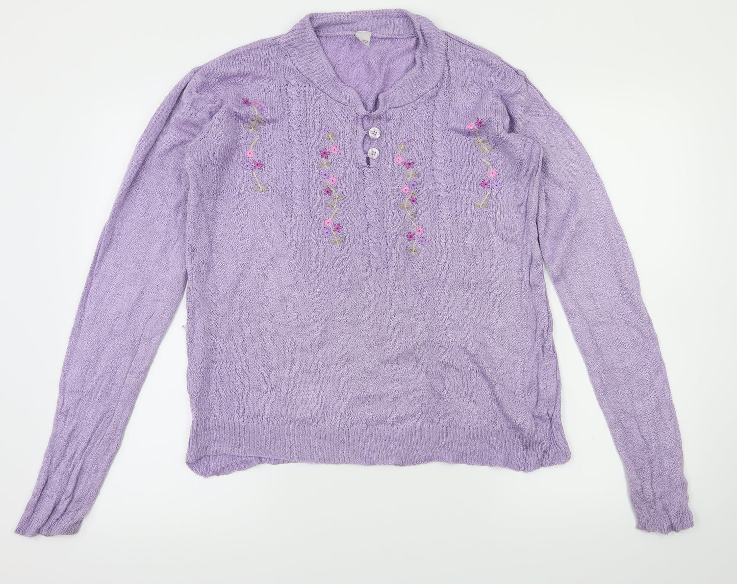 preworn  Womens Purple Floral  Cardigan Jumper Size 14