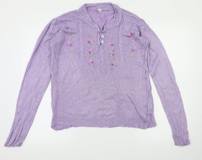 preworn  Womens Purple Floral  Cardigan Jumper Size 14