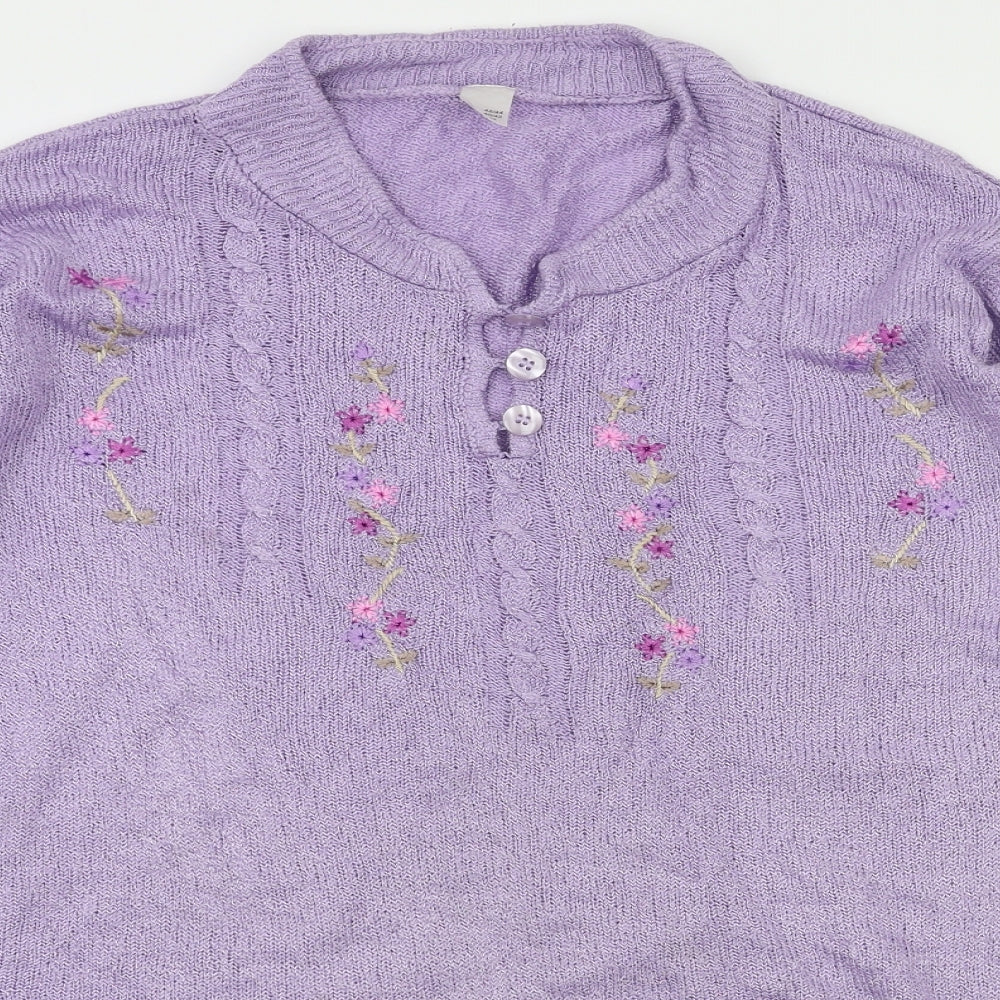 preworn  Womens Purple Floral  Cardigan Jumper Size 14