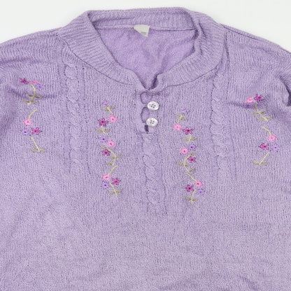 preworn  Womens Purple Floral  Cardigan Jumper Size 14
