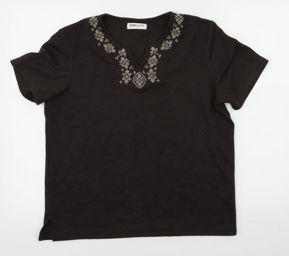 Womens UK Size S Bonmarché Brown Basic T-Shirt